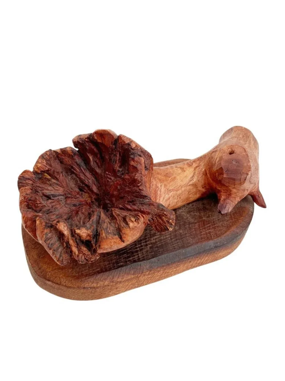Carved Burlwood Incense Holder – Rustic Wood Art Decor